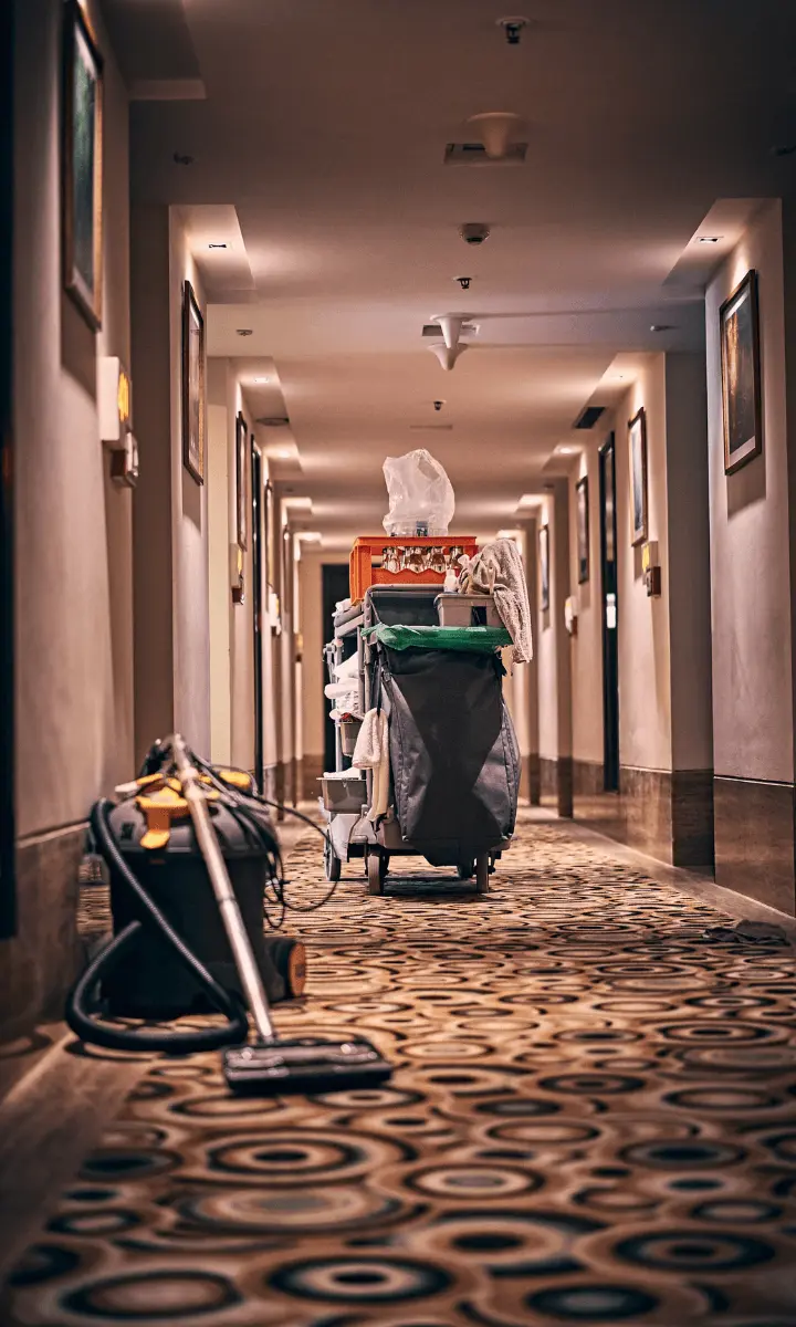 Contact Us 1 cleaning supplies in a hotel